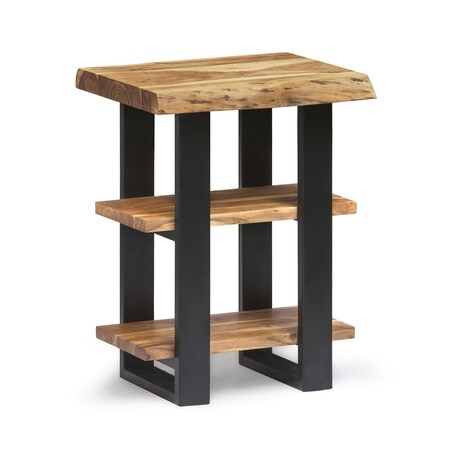 Kd Alpine Natural Live Edge Wood 2-Shelf End Table KD3238724